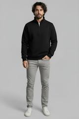 3 İplik Şardonlu Regular Kalıp Yarım Fermuarlı Sweatshirt