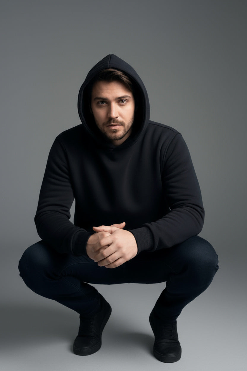 Kapüşonlu Regular Kalıp 3 İplik Şardonlu Kumaş Kanguru Cepli Sweatshirt