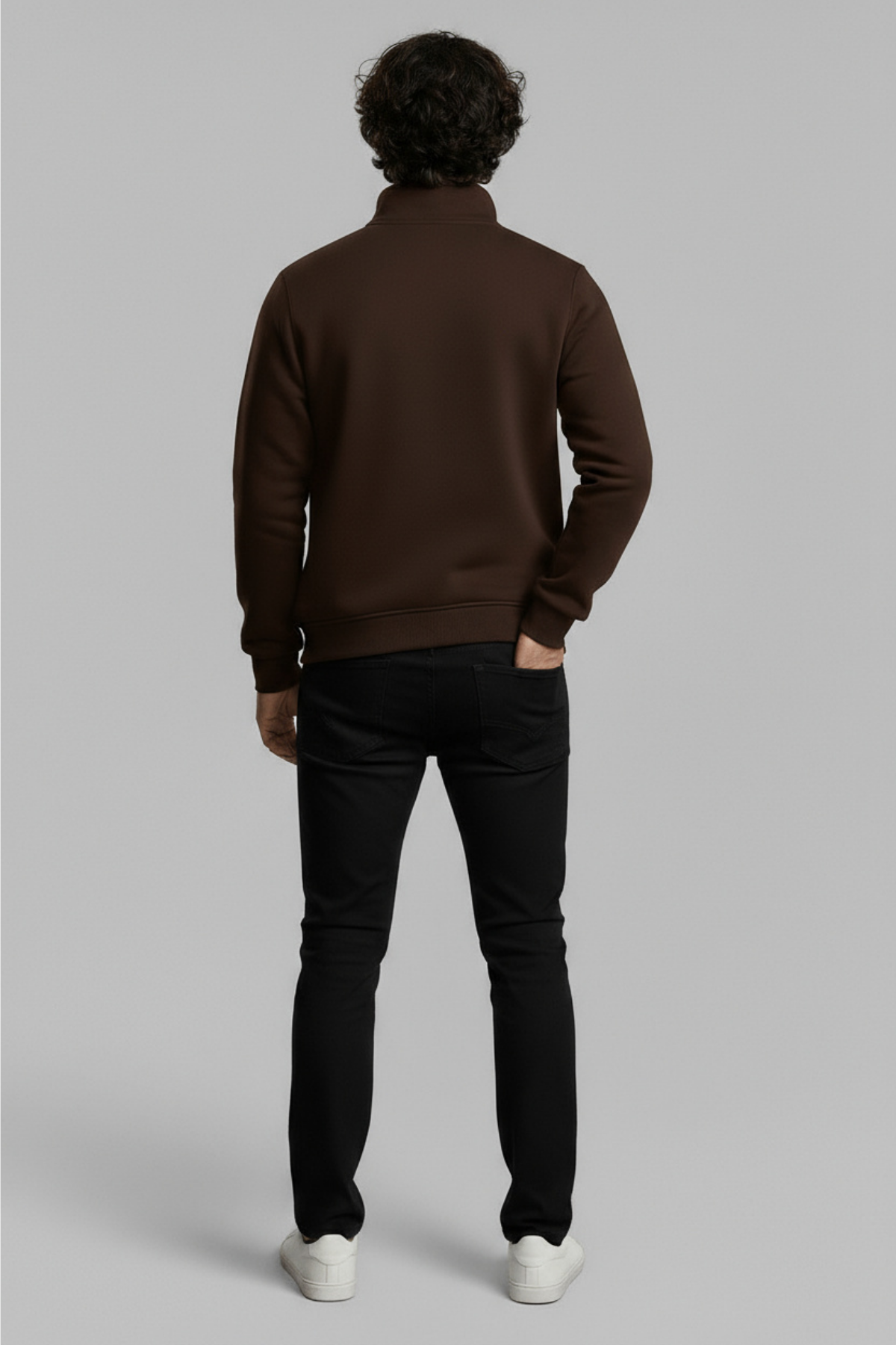 3 İplik Şardonlu Regular Kalıp Yarım Fermuarlı Sweatshirt