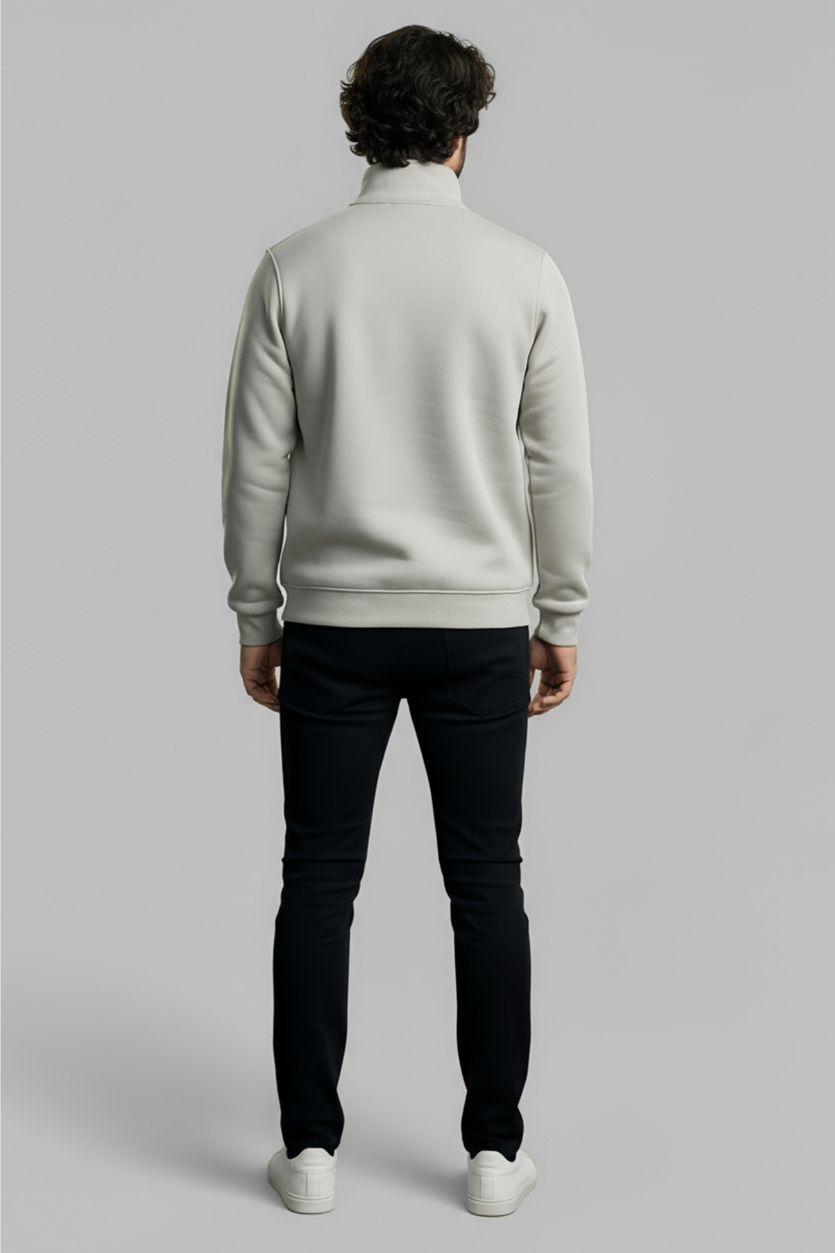 3 İplik Şardonlu Regular Kalıp Yarım Fermuarlı Sweatshirt