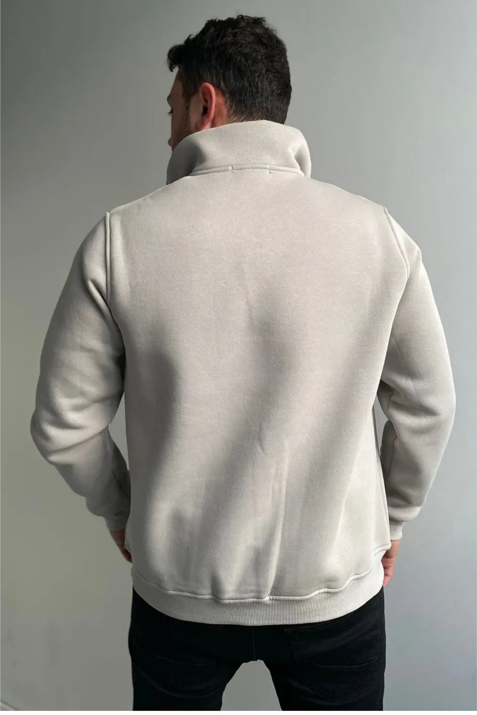 3 İplik Şardonlu Regular Kalıp Yarım Fermuarlı Sweatshirt