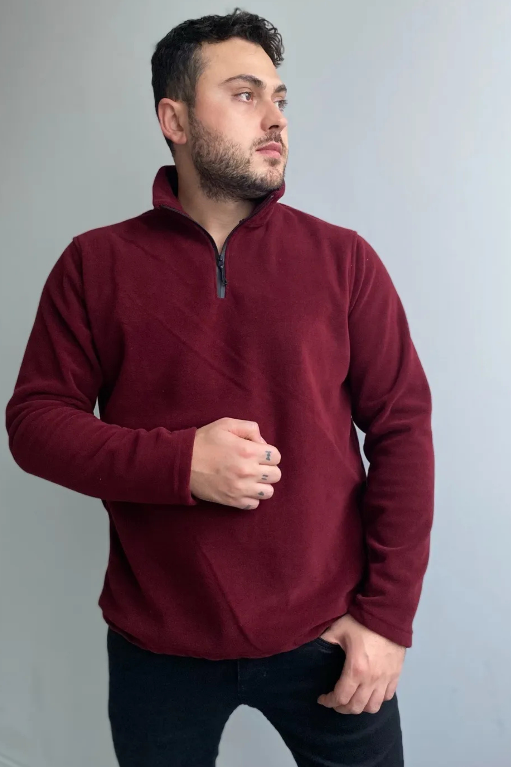 Balıkçı Yaka Polar Yarım Fermuarlı Sweatshirt