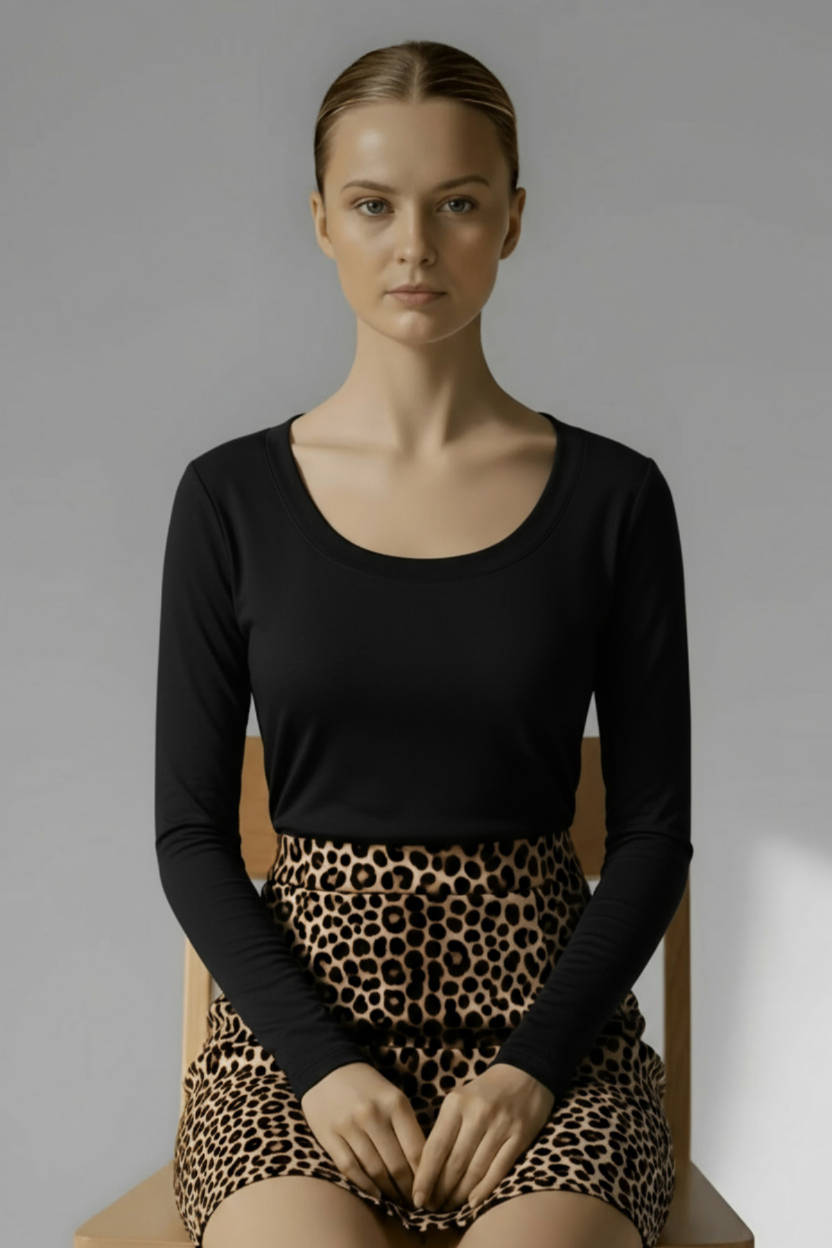 Geniş Yaka Uzun Kollu Body