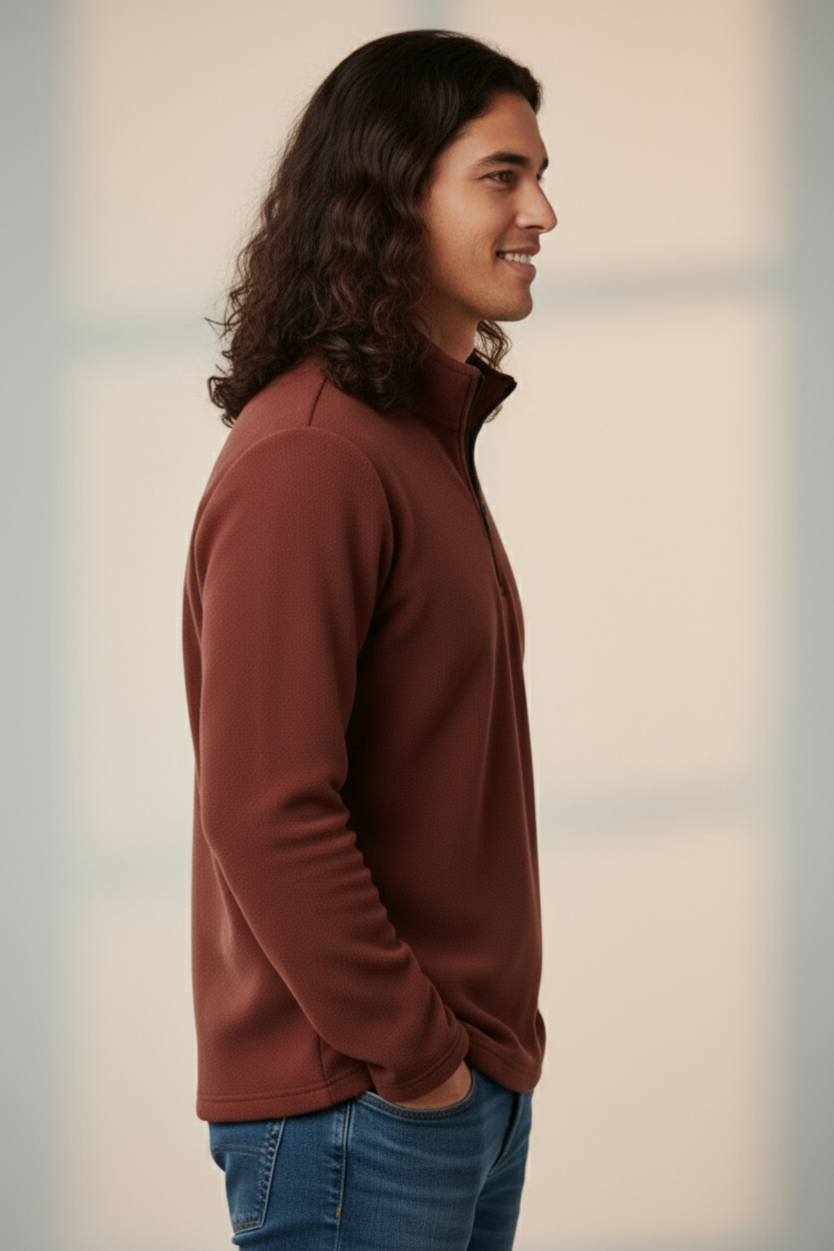Balıkçı Yaka Polar Yarım Fermuarlı Sweatshirt