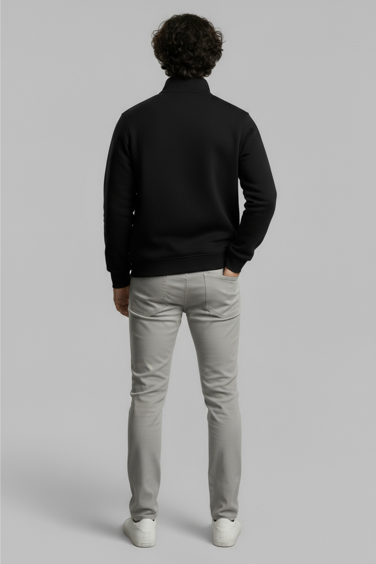3 İplik Şardonlu Regular Kalıp Yarım Fermuarlı Sweatshirt