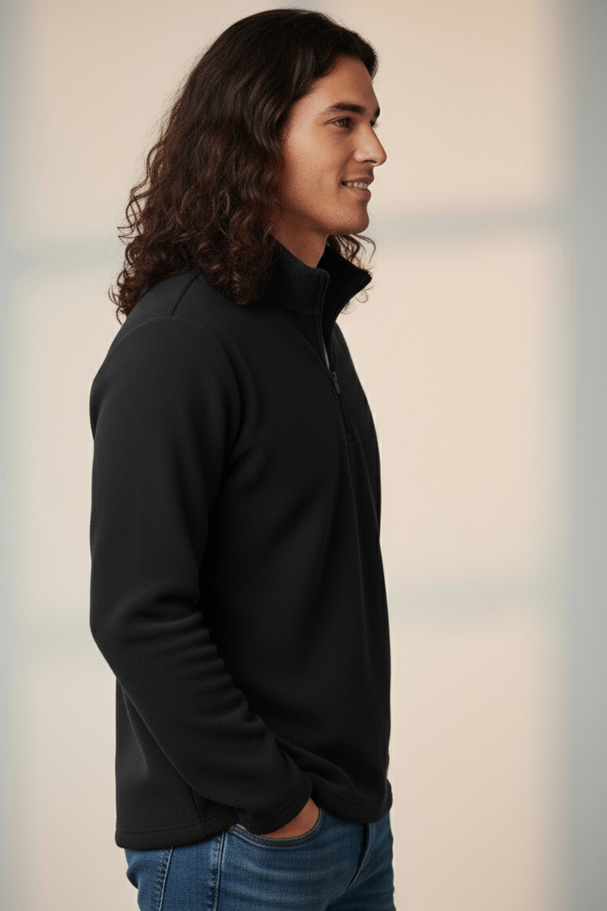 Balıkçı Yaka Polar Yarım Fermuarlı Sweatshirt